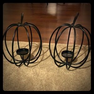 Two Kirkland’s brand pumpkin candle holder